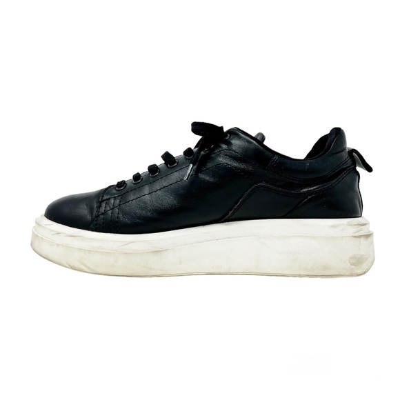 Zara Leather Platform Lace Up Sneakers Women’s 42 Shoes Black - Picture 5 of 11
